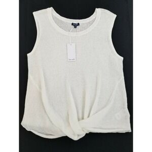 Splendid Women White Sleeveless Twist Front Knit Blouse Top RS0330X Medium NEW
